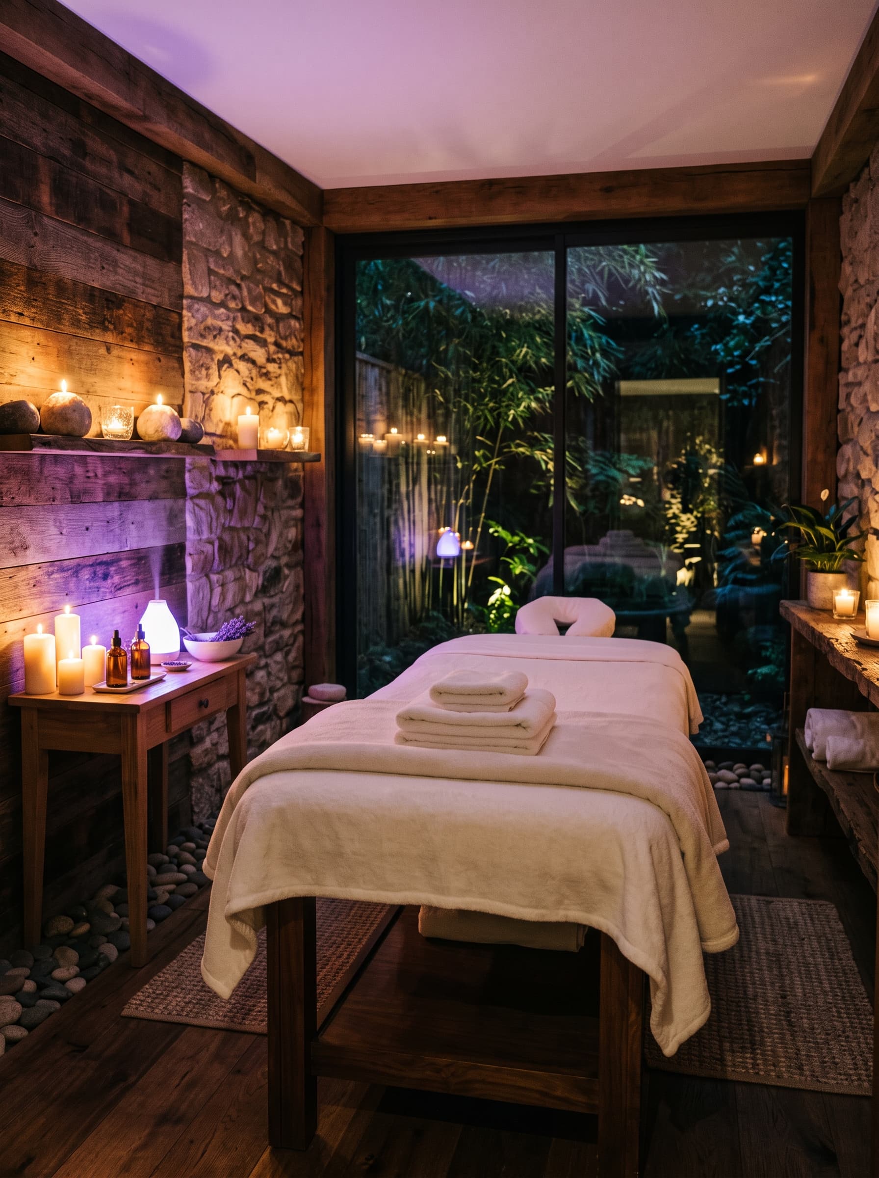 Espacio de spa sereno y natural